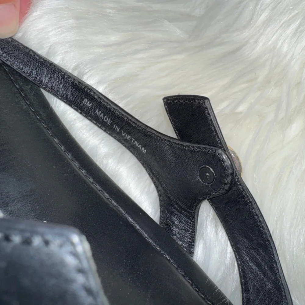 Tory Burch Veg Leather Black Minnie Travel Sandals Flats Womens Shoes 8M